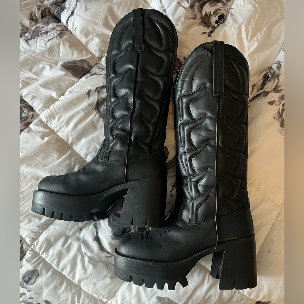 Jeffery Campbell Honky Tonk Platform Cowboy Boots 9.5